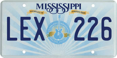 MS license plate LEX226