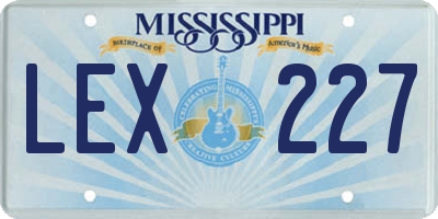 MS license plate LEX227