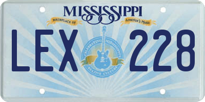 MS license plate LEX228