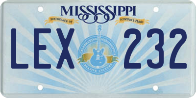 MS license plate LEX232