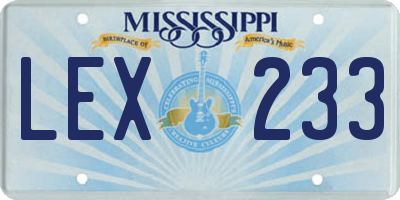 MS license plate LEX233