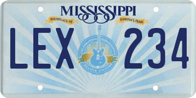 MS license plate LEX234