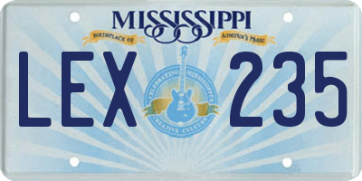 MS license plate LEX235