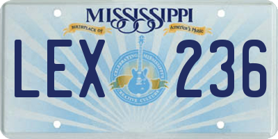 MS license plate LEX236