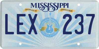 MS license plate LEX237