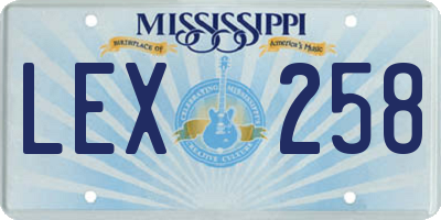 MS license plate LEX258