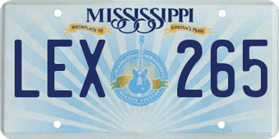 MS license plate LEX265