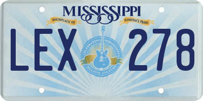 MS license plate LEX278