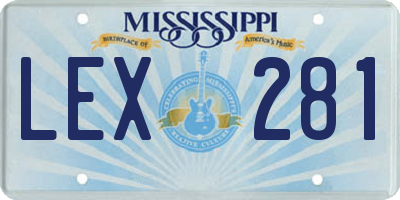MS license plate LEX281
