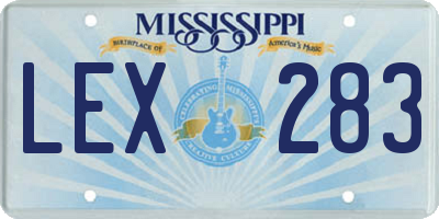 MS license plate LEX283