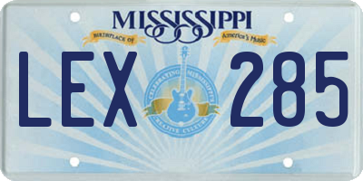 MS license plate LEX285