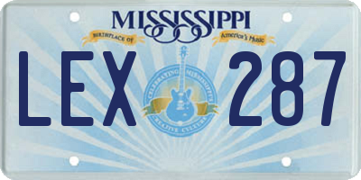 MS license plate LEX287
