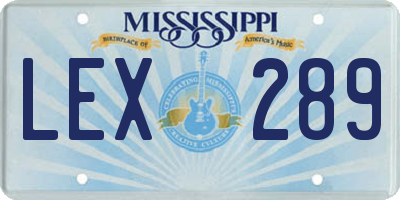 MS license plate LEX289