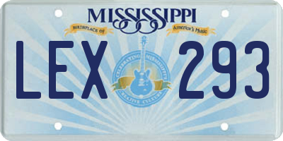 MS license plate LEX293