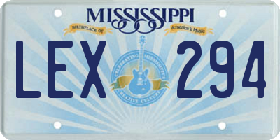 MS license plate LEX294