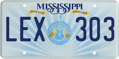 MS license plate LEX303
