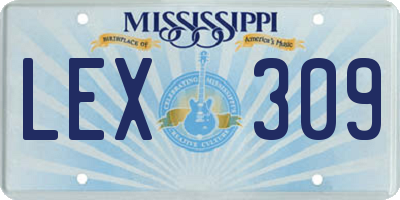 MS license plate LEX309