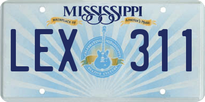 MS license plate LEX311