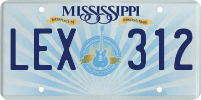 MS license plate LEX312