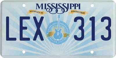 MS license plate LEX313