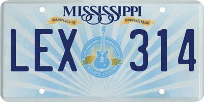 MS license plate LEX314