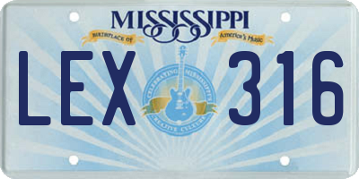 MS license plate LEX316