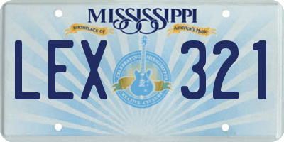 MS license plate LEX321