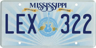 MS license plate LEX322
