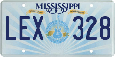 MS license plate LEX328