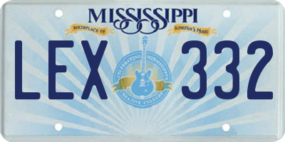 MS license plate LEX332