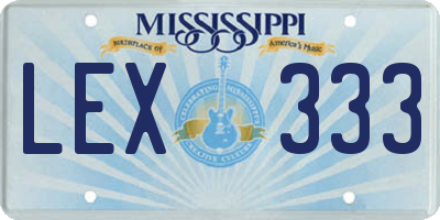 MS license plate LEX333