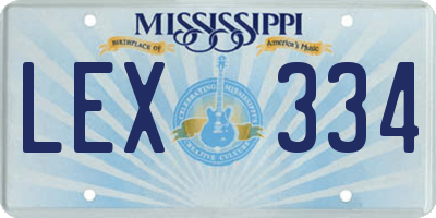 MS license plate LEX334