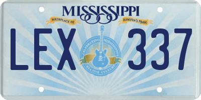 MS license plate LEX337