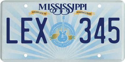 MS license plate LEX345