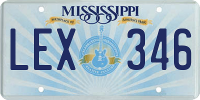 MS license plate LEX346