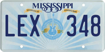 MS license plate LEX348
