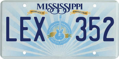 MS license plate LEX352