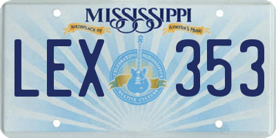 MS license plate LEX353