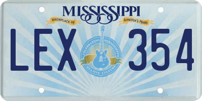 MS license plate LEX354