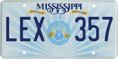 MS license plate LEX357