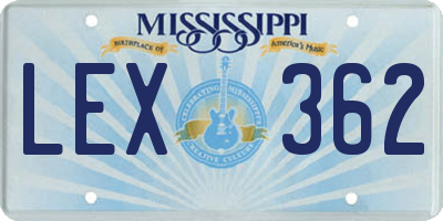 MS license plate LEX362