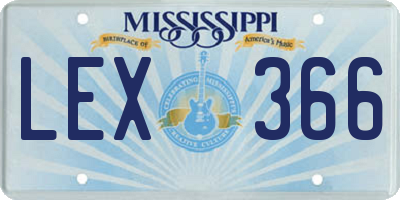 MS license plate LEX366