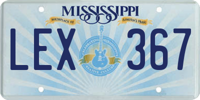 MS license plate LEX367