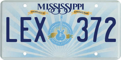 MS license plate LEX372