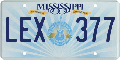MS license plate LEX377