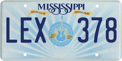 MS license plate LEX378