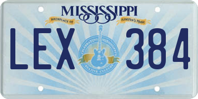 MS license plate LEX384