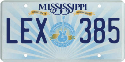 MS license plate LEX385