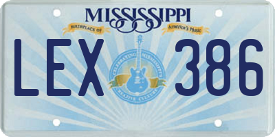 MS license plate LEX386
