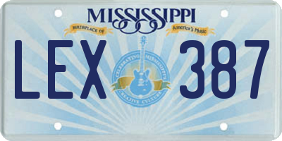 MS license plate LEX387